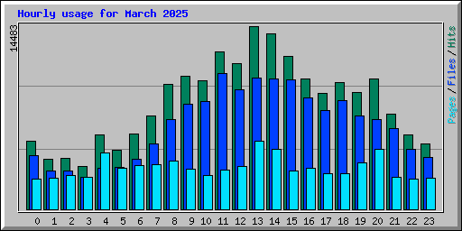 Hourly usage for March 2025